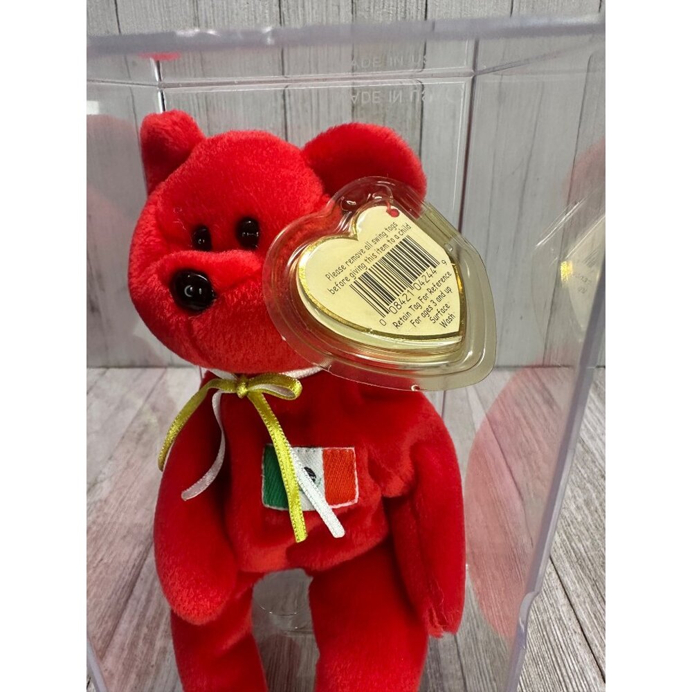 Vtg TY Beanie Baby Osito Mexican Bear Plush Stuffed Animal Toy with Display Case - Picture 5 of 5